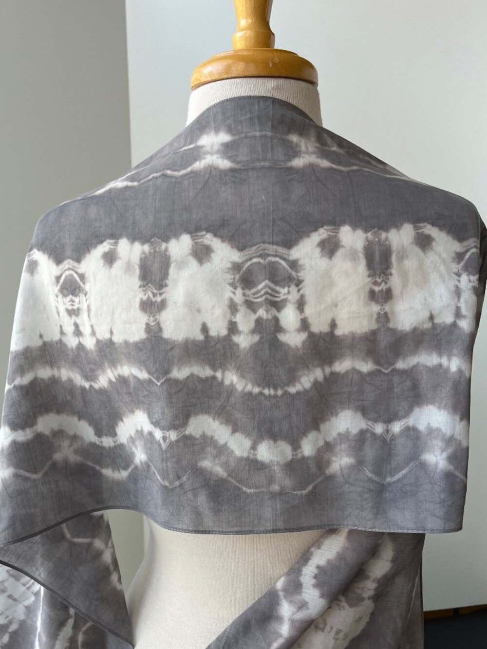 Silk and Cotton Hand Dyed Artist Made Scarf, Neutral Tone, Lightweight